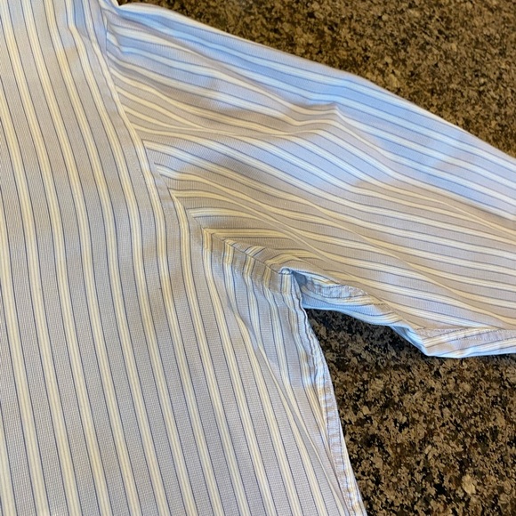BOSS by HUGO BOSS Men's Striped White/Blue Button Down Shirt 16.5 Neck - Picture 4 of 12